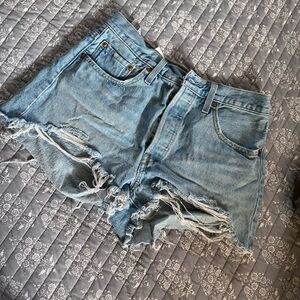 Frayed Levi Blue Jean Shorts